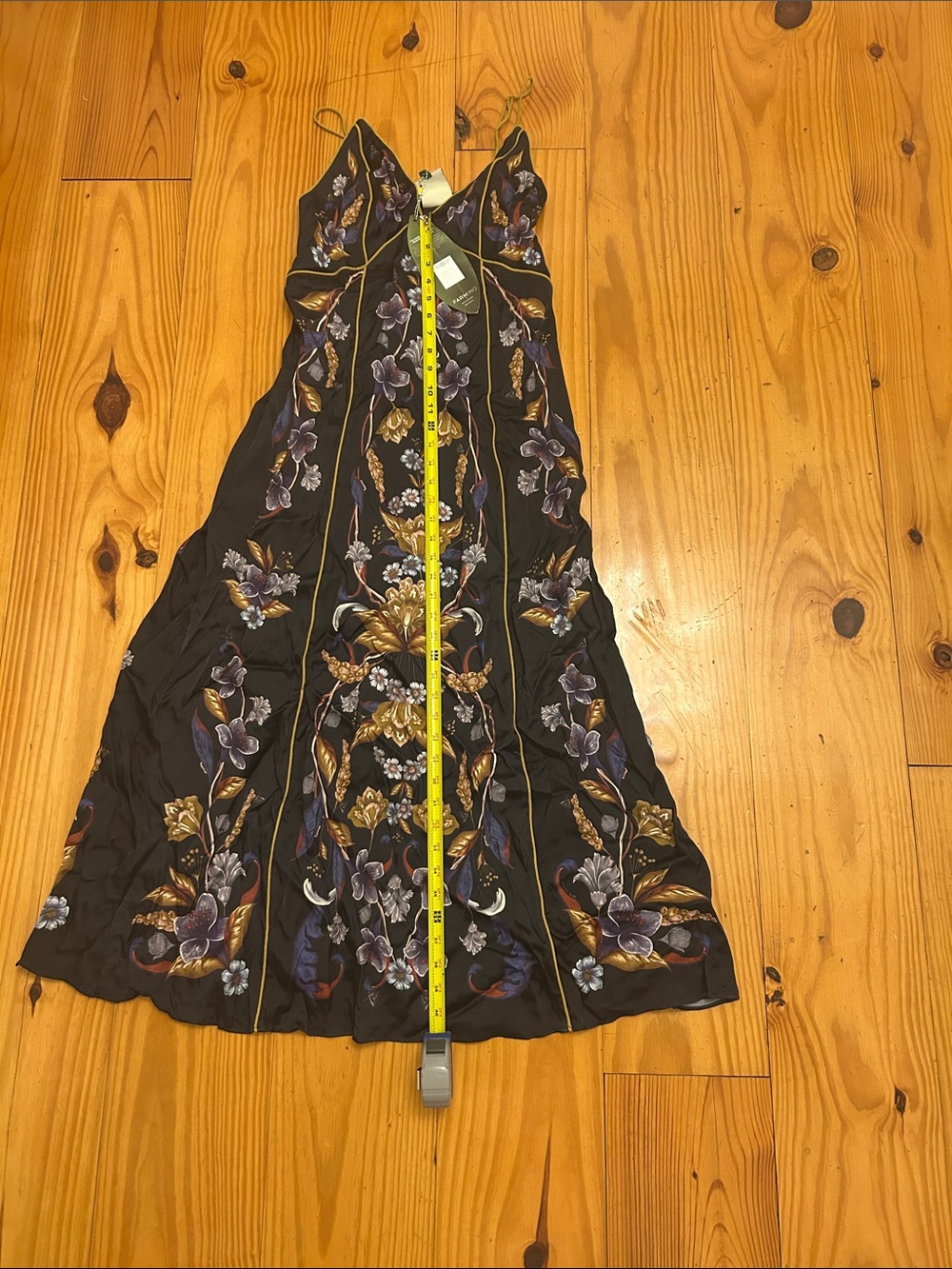 FARM Rio Navy Maxi Dress with Gold and Purple Floral Print - Picture 9 of 11
